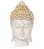 White and Golden Polyresin Decorative Buddha Head Showpiece