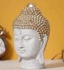 White and Golden Polyresin Decorative Buddha Head Showpiece