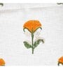 White and Orange Cotton Floral 70x50 Inches Throw