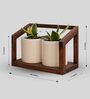 White And Walnut Ceramic & Pinewood Swing Planter With Stand