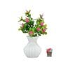 Green Artificial Plants and Flowers with White Pot