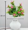 Green Artificial Plants and Flowers with White Pot