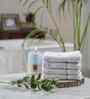 White Bamboo Cotton Solid 650 GSM Face Towel Set (4Pc)
