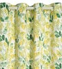 Green Faux Silk Floral 5ft Blackout Eyelet 1 Pc Window Curtain