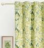 Green Faux Silk Floral 5ft Blackout Eyelet 1 Pc Window Curtain