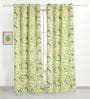 Green Faux Silk Floral 5ft Blackout Eyelet 1 Pc Window Curtain