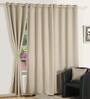 Brown Solid Faux Silk 8 Ft Blackout Eyelet Door Curtains (Set of 2)