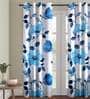 White Polyester Velvet Floral 7FT Light Filtering Eyelet Door Curtains (Pack of 1)