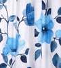 White Polyester Velvet Floral 7FT Light Filtering Eyelet Door Curtains (Pack of 1)