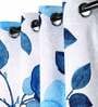 White Polyester Velvet Floral 7FT Light Filtering Eyelet Door Curtains (Pack of 1)