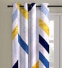 Multicolour Polyester Velvet Geometric 7FT Light Filtering Eyelet Door Curtains (Pack of 1)