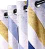 Multicolour Polyester Velvet Geometric 7FT Light Filtering Eyelet Door Curtains (Pack of 1)