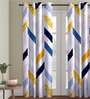 Multicolour Polyester Velvet Geometric 7FT Light Filtering Eyelet Door Curtains (Pack of 1)