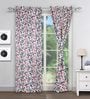 Multicolor Silk Abstract 8ft Blackout Eyelet 1 Pc Door Curtain