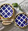 Dane Patterned 10.5 Inch Blue Ceramic (Set of 2) Dinner Plate