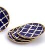 Dane Checkered 10.5 Inch Blue & White Ceramic (Set of 6) Dinner Plate