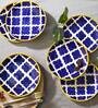 Dane Checkered 10.5 Inch Blue & White Ceramic (Set of 6) Dinner Plate