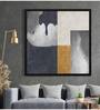 White Blue And Yellow And Grey Modern Art Canvas Art Print