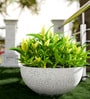 White Bowl Shaped Marble Polymer Floor Planter