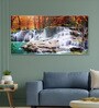White Canvas Framed Autumn Cascade Nature's Vibrant Symphony Wall Painting(12X24 Inch)