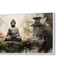 Canvas Framed Buddha in Tranquility on Rock Wall Painting