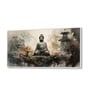 Canvas Framed Buddha in Tranquility on Rock Wall Painting