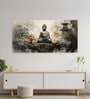 Canvas Framed Buddha in Tranquility on Rock Wall Painting