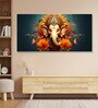 White Canvas Framed Divine Lord Ganesa in oral aesthetic Wall Painting
