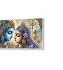 White Canvas Framed Divine Love of Krishna and Radha Wall Painting(24X48 Inch)
