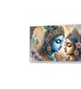 White Canvas Framed Divine Love of Krishna and Radha Wall Painting(24X48 Inch)