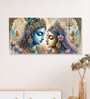 White Canvas Framed Divine Love of Krishna and Radha Wall Painting(12X24 Inch)