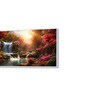 White Canvas Framed Enchanted Forest Waterfall Pink Serenity Wall Painting(12X24 Inch)