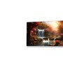 White Canvas Framed Enchanted Forest Waterfall Pink Serenity Wall Painting(18X36 Inch)