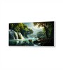 White Canvas Framed Enchanted Forest Waterfall Pink Serenity Wall Painting(18X36 Inch)