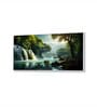 White Canvas Framed Enchanted Forest Waterfall Pink Serenity Wall Painting(24X48 Inch)
