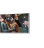 White Canvas Framed Eternal Love of Krishna and Radha Wall Painting(24X48 Inch)