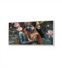 White Canvas Framed Eternal Love of Krishna and Radha Wall Painting(12X24 Inch)