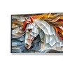 White Canvas Framed Exquisite White Horse with Mane Wall Painting(12X24 Inch)