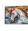 White Canvas Framed Exquisite White Horse with Mane Wall Painting(18X36 Inch)