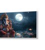 White Canvas Framed Lord Ganesha in Divine Moon Wall Painting