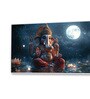 White Canvas Framed Lord Ganesha in Divine Moon Wall Painting