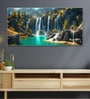 White Canvas Framed Lush Green Waterfall in Forest Wall Painting(24X48 Inch)
