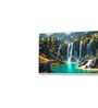 White Canvas Framed Lush Green Waterfall in Forest Wall Painting(12X24 Inch)