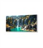 White Canvas Framed Lush Green Waterfall in Forest Wall Painting(18X36 Inch)
