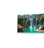 White Canvas Framed Lush Green Waterfall in Forest Wall Painting(18X36 Inch)