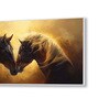 White Canvas Framed Majestic Equine Encounter in Art Wall Painting(12X24 Inch)
