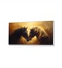 White Canvas Framed Majestic Equine Encounter in Art Wall Painting(12X24 Inch)