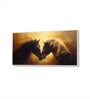 White Canvas Framed Majestic Equine Encounter in Art Wall Painting(18X36 Inch)