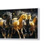 White Canvas Framed Majestic Equine Serenity in Nature Wall Painting(12X24 Inch)