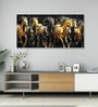 White Canvas Framed Majestic Equine Serenity in Nature Wall Painting(24X48 Inch)